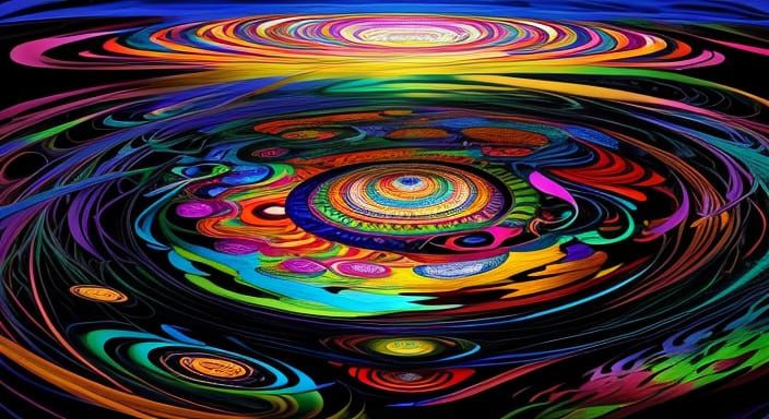 Psychedelic River in Kaleidoscopic Garden