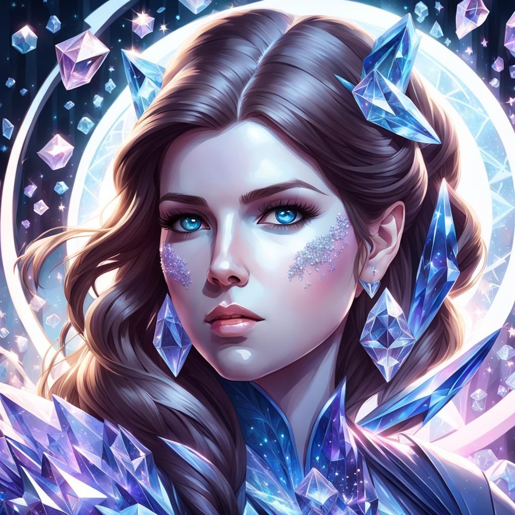 Crystalline Anna Kendrick Portrait in Digital Art Style