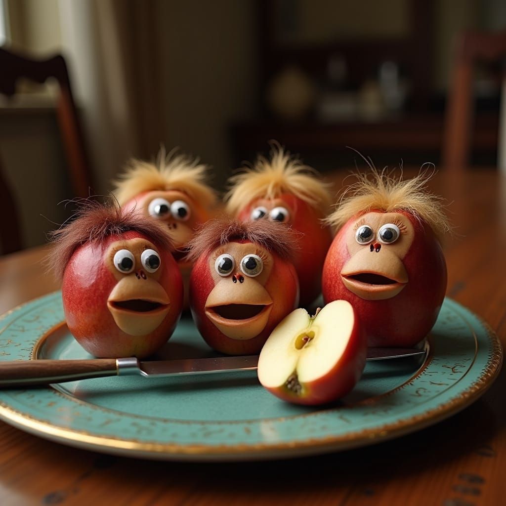 Whimsical Apple Friends Convey Mischief