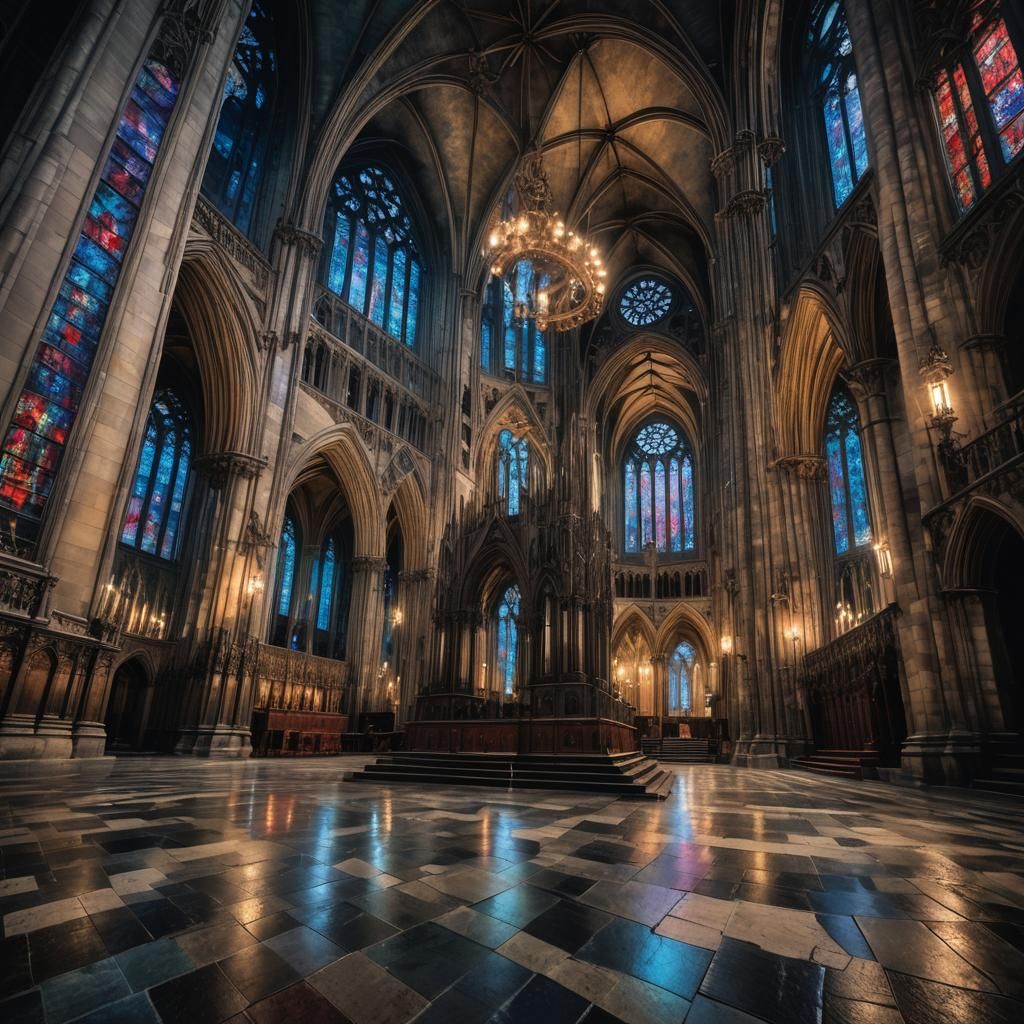Moonlit Gothic Cathedral in Eerie, Cinematic Style