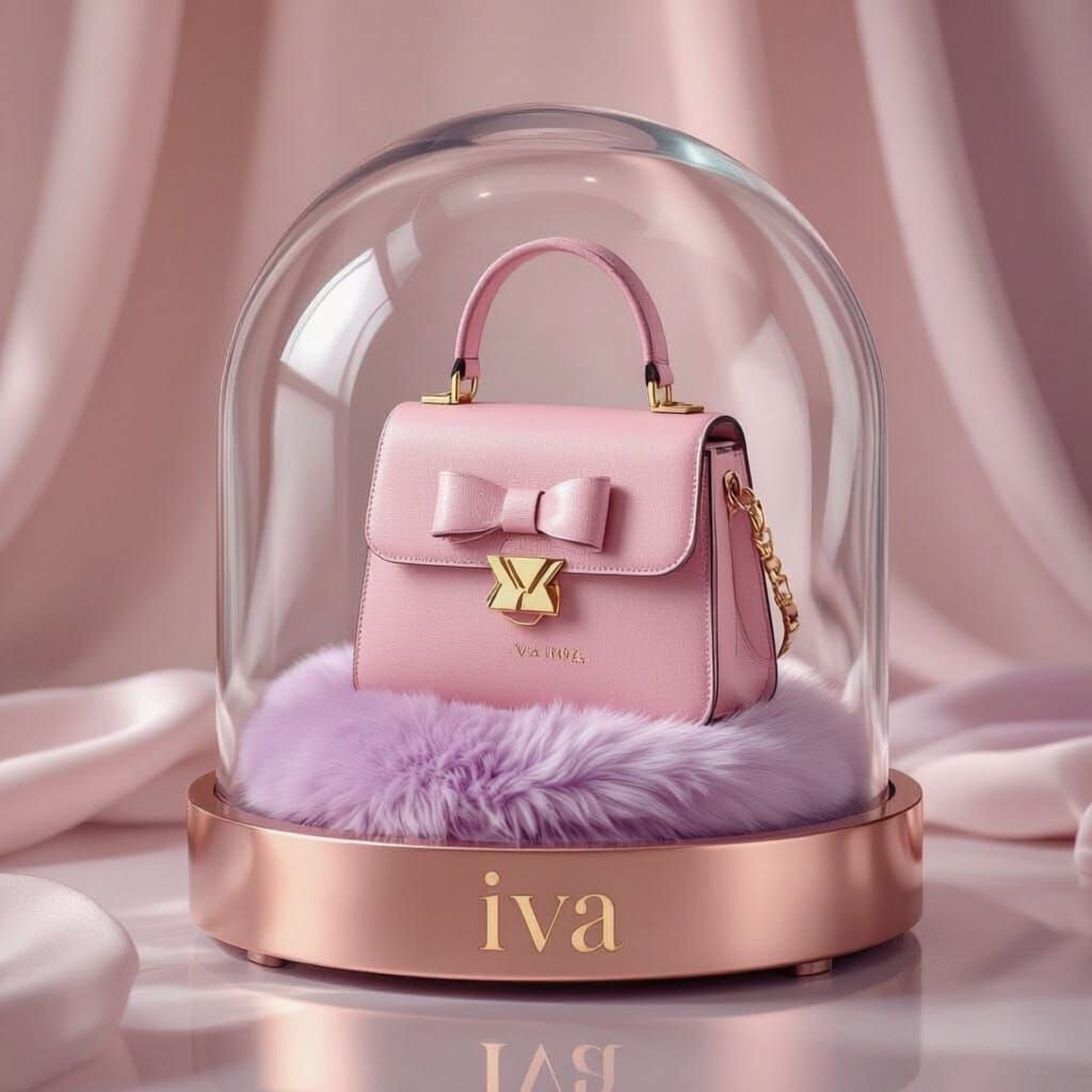 Luxury Pink Handbag in Glass Dome Studio Shot