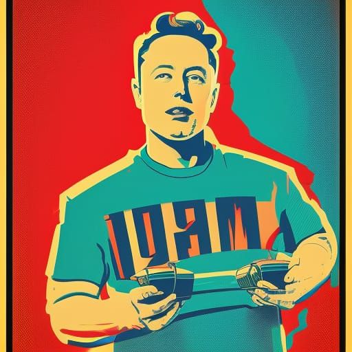 Elon Musk in 1950s Diner, Pop Art Print
