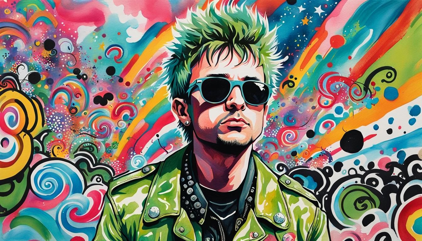 Punk Singer Portrait with Berlin Wall Graffiti