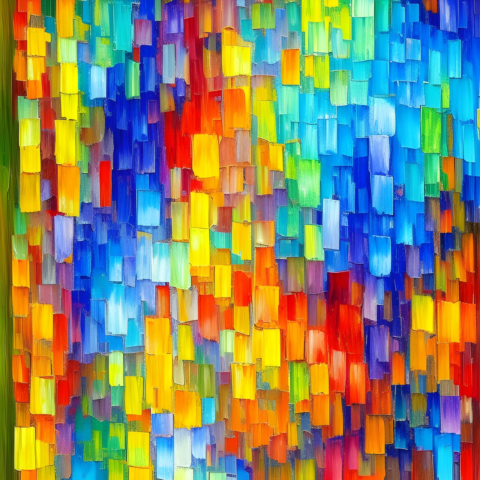 Colorful Hypercube in Expressionist Impasto Style