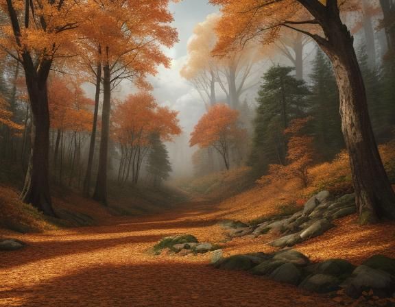Detailed Autumn Forest Portrait in Ultrarealistic 8K