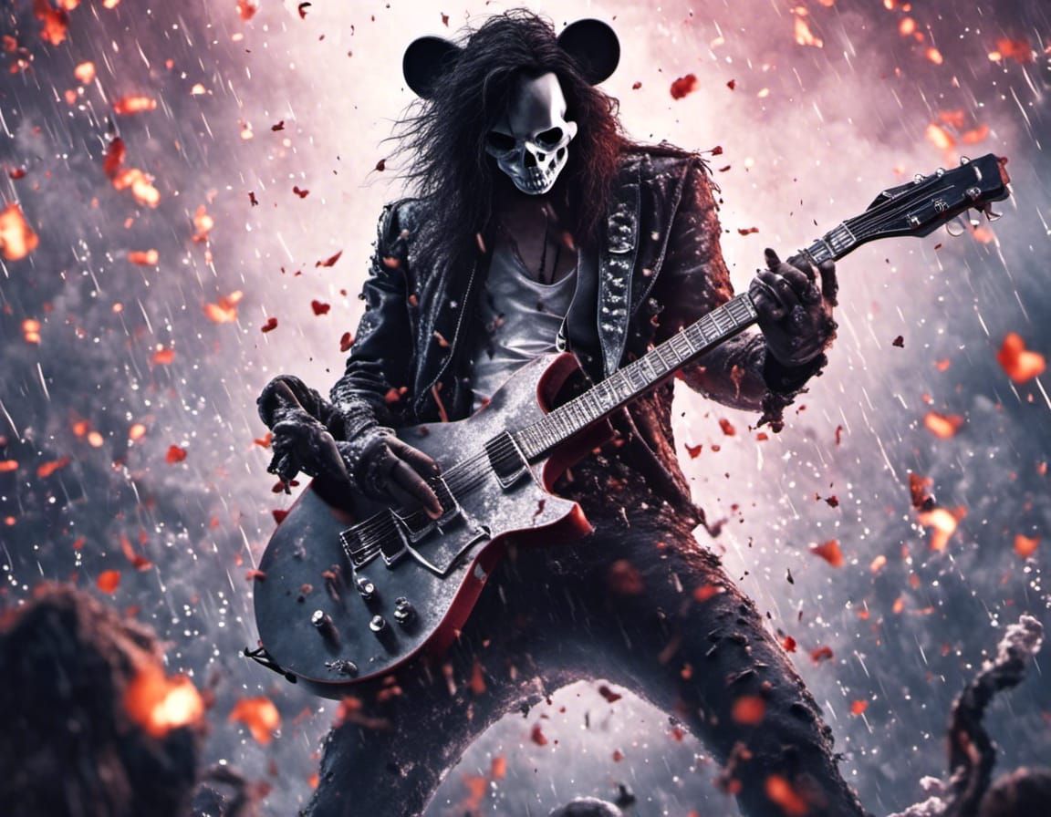 Mickey Mouse as Slash Guitar Solo, 3D Render