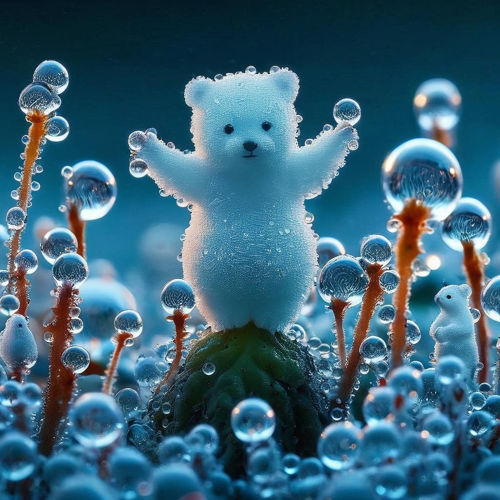 Macro Photograph of Water Bears in Dewdrops