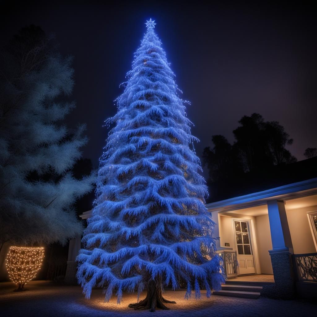Krampus' Christmas Tree with Blue Lights