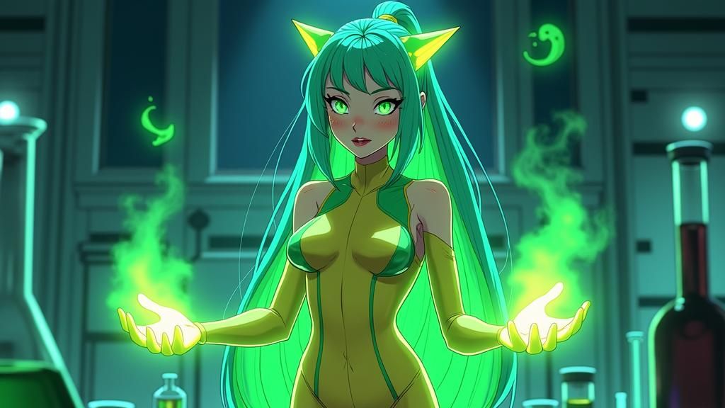 Fluorine Anime Character in Futuristic Lab