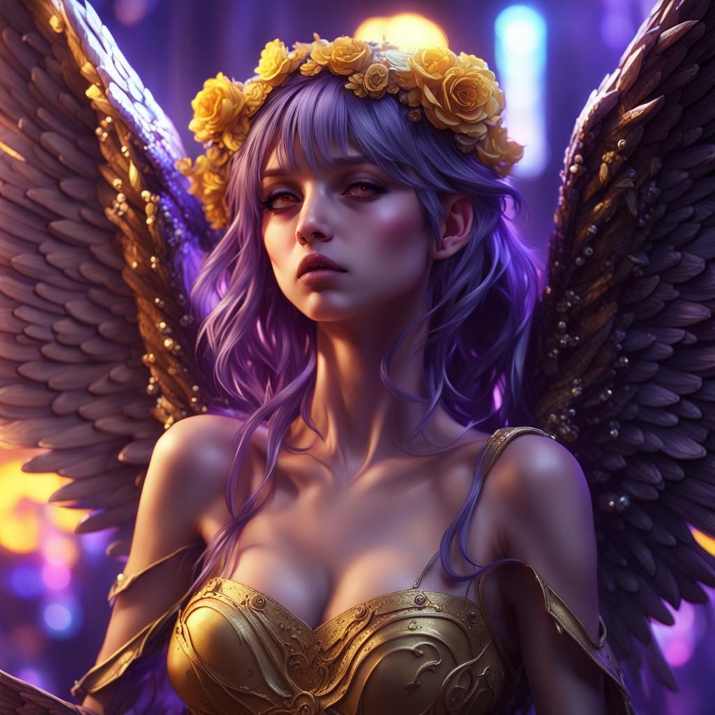 Anime Angel in Dark Fantasy Style