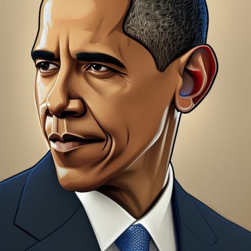 Detailed Portrait of Barack Obama in Oval Office