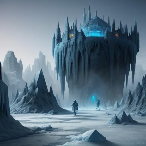 Colossal Frozen Citadel Zombie in Icy Wasteland