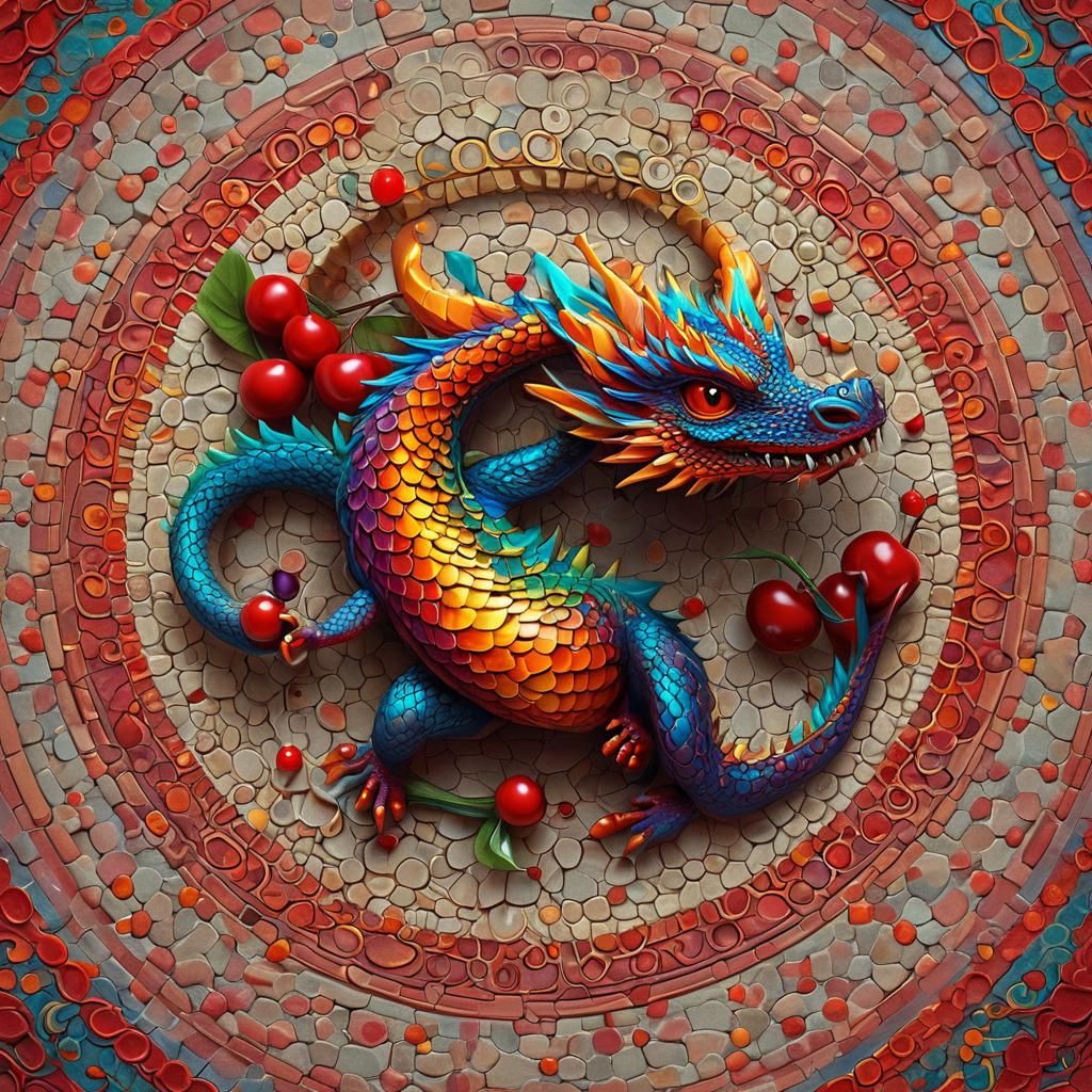 Cherry Dragon Concept Art in Vibrant Colors