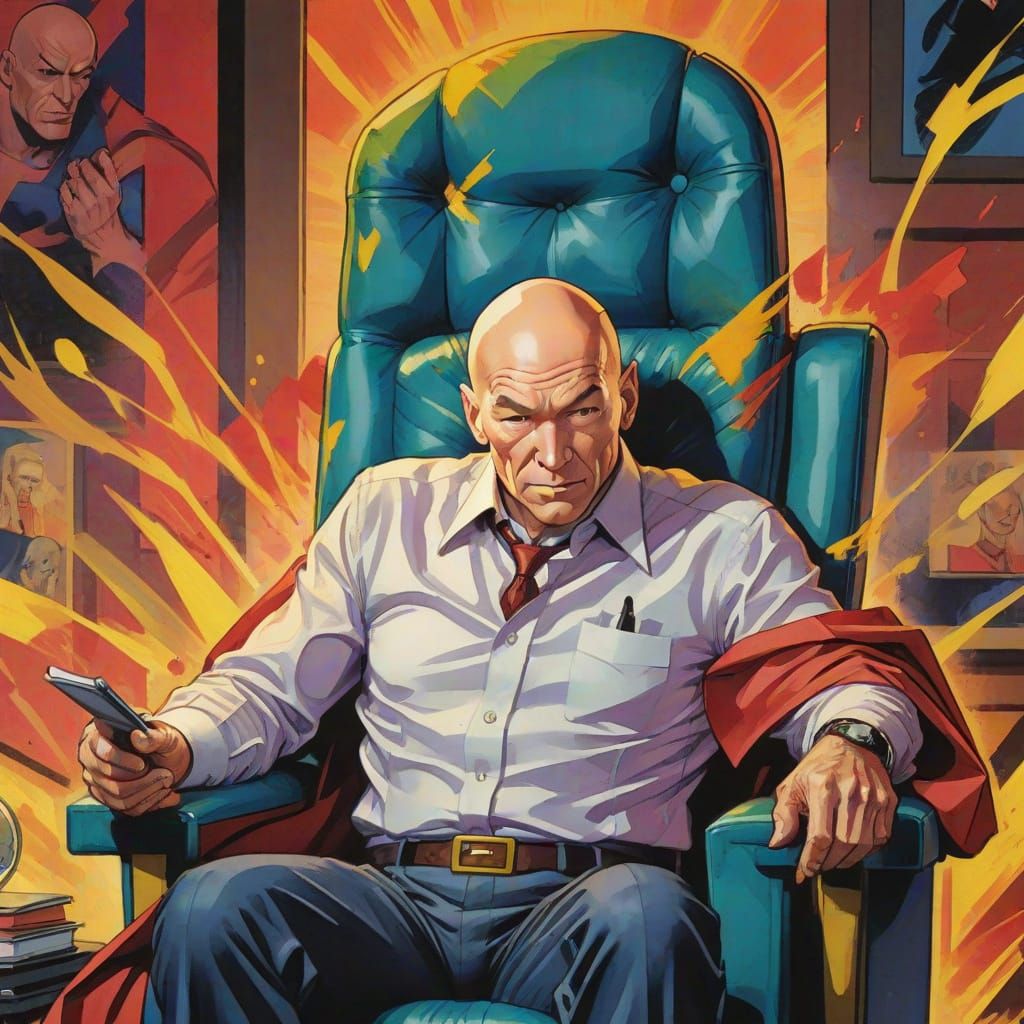 Professor X in Comic Book Art Style