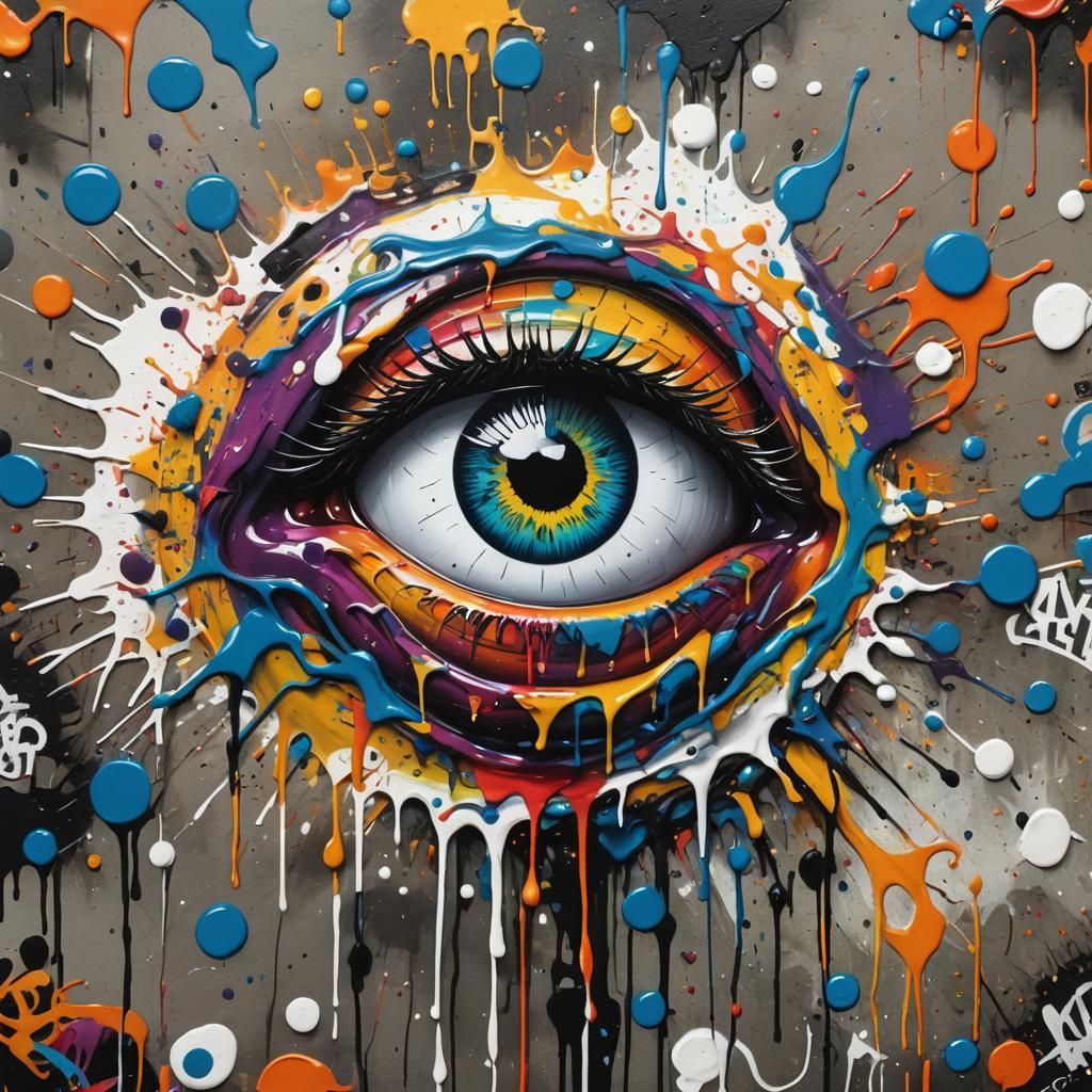 Colorful Graffiti Eyeball: Ultra Detailed Street Art