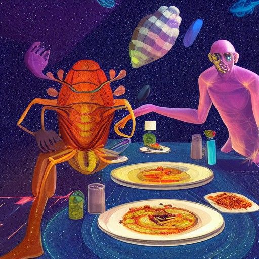 Bug Man's Family Feast: Holographic Cosmic Illustration