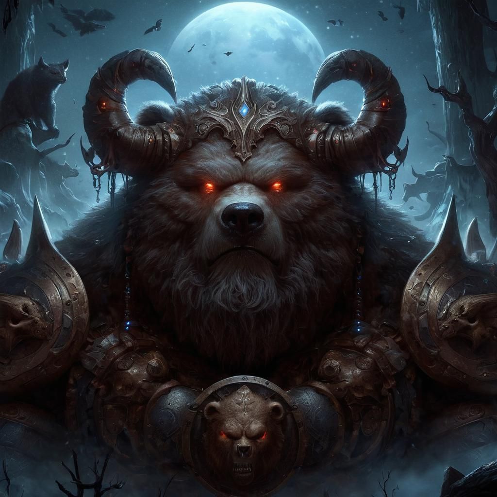 Sarcastic Obese Kodiak Bear Titan in Darkness