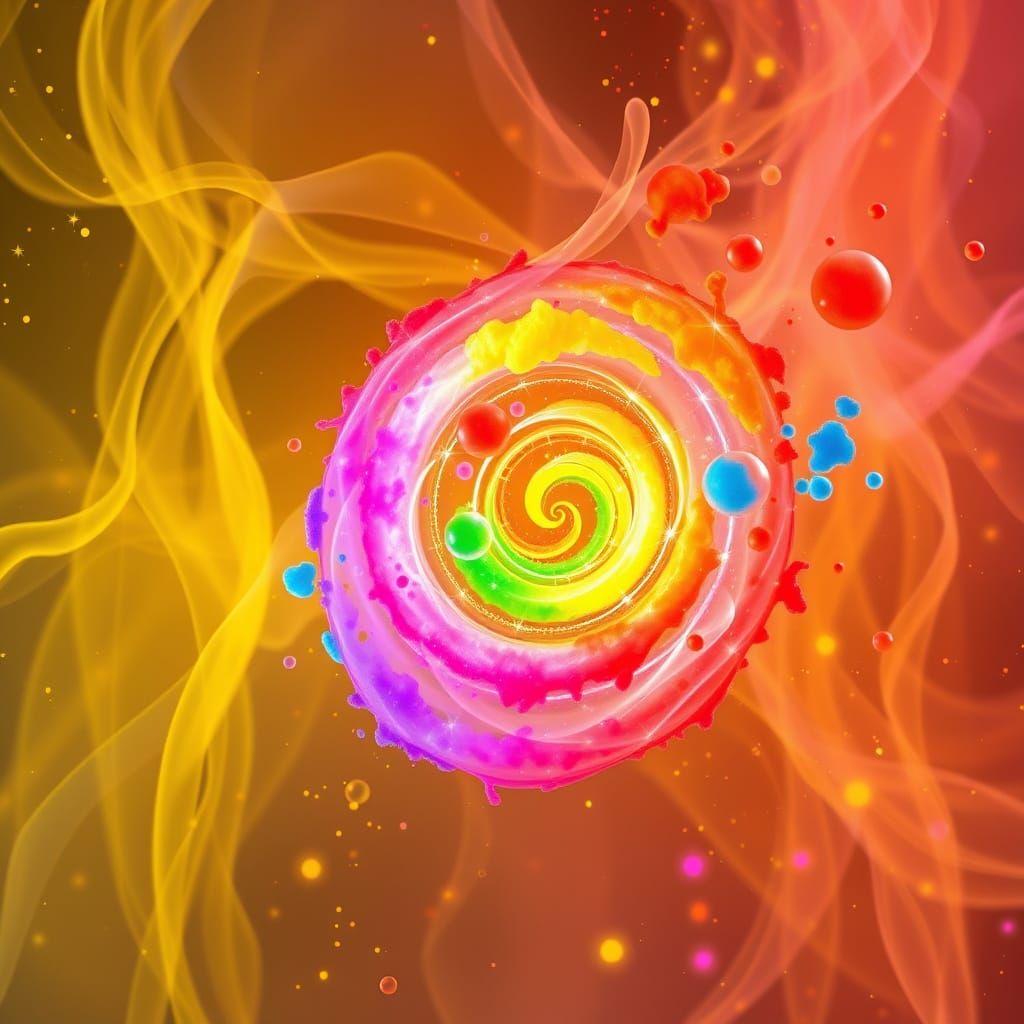 Vibrant Spiral Nebula With Spectral Color Wheel
