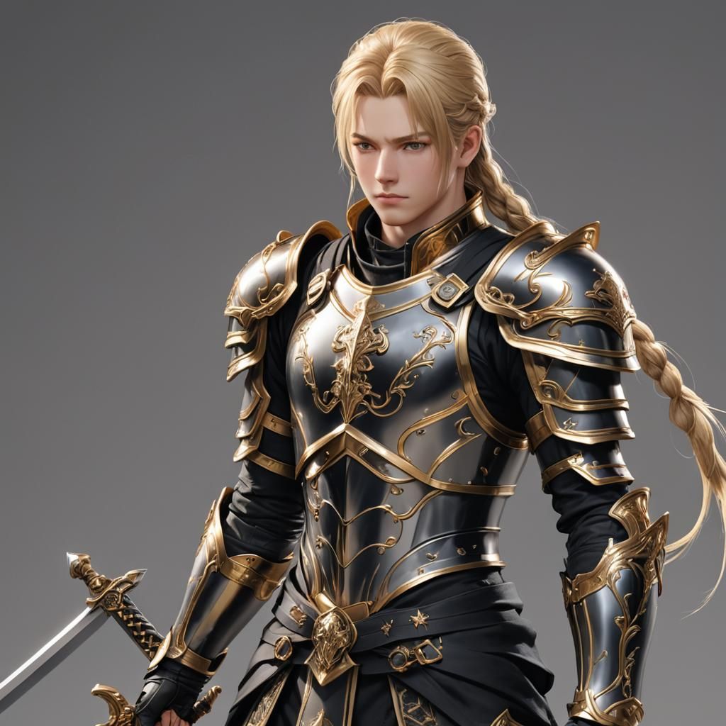 Anime Boy with Sword in Detailed 3D Art