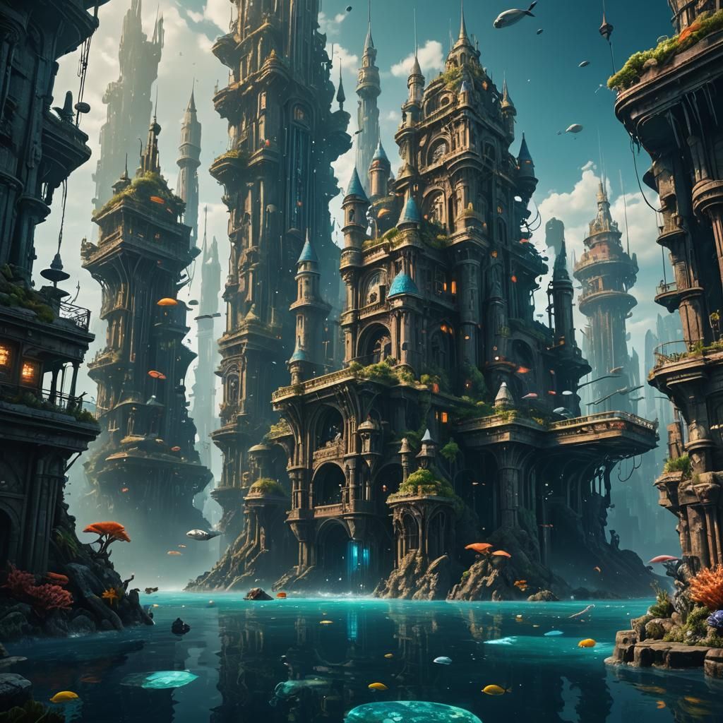 Futuristic Underwater City: Detailed Matte Painting