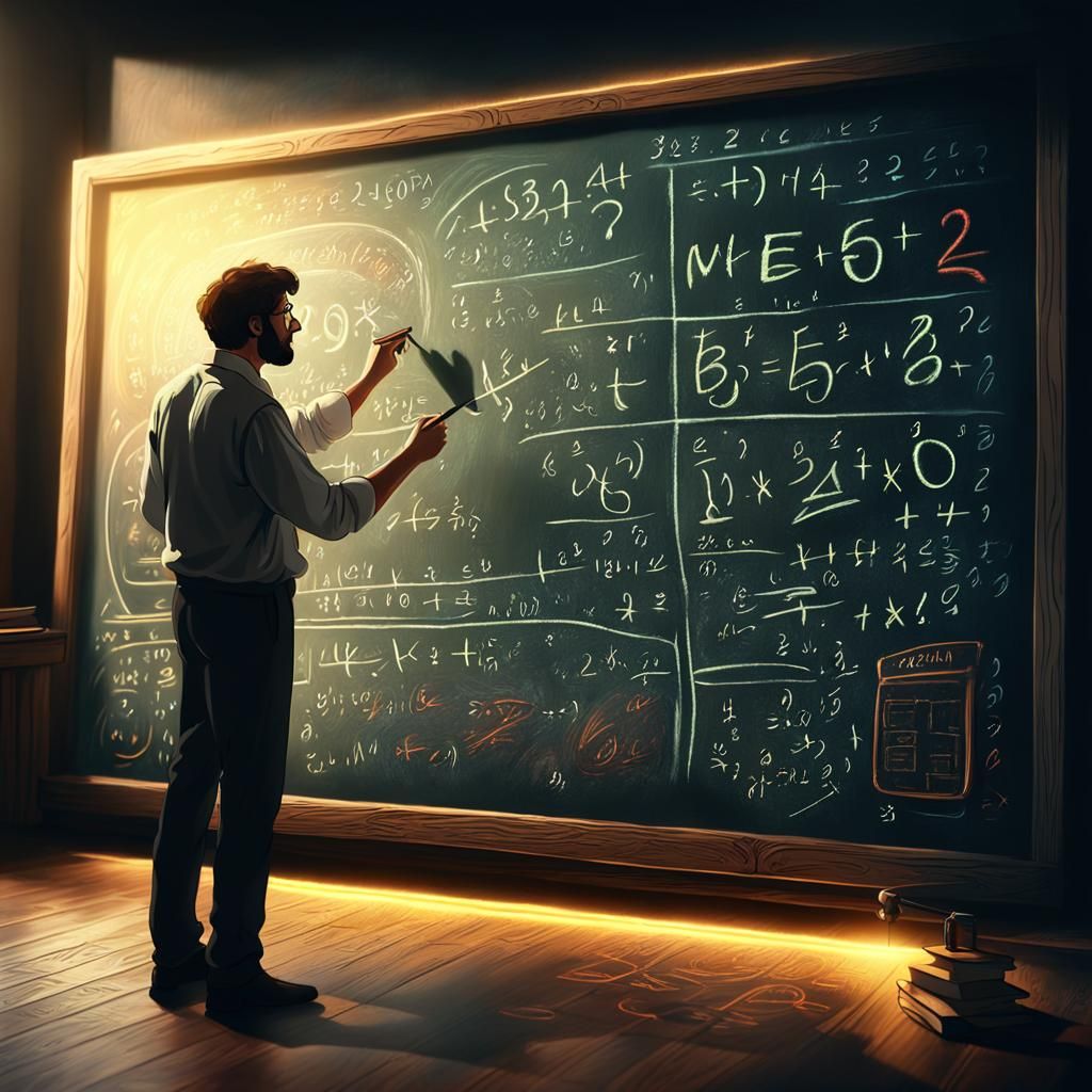 Genius Mathematician Solving Equations: Concept Art