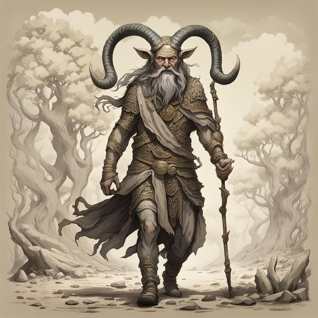 The Old God Pan Walking in a Forest