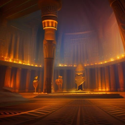 Egyptian Throne Room in Detailed Matte Painting Style