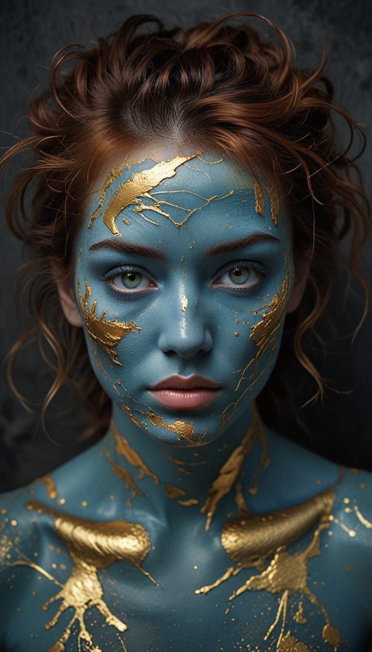 Surrealist Porcelain Portrait with Whimsical Moments of Life