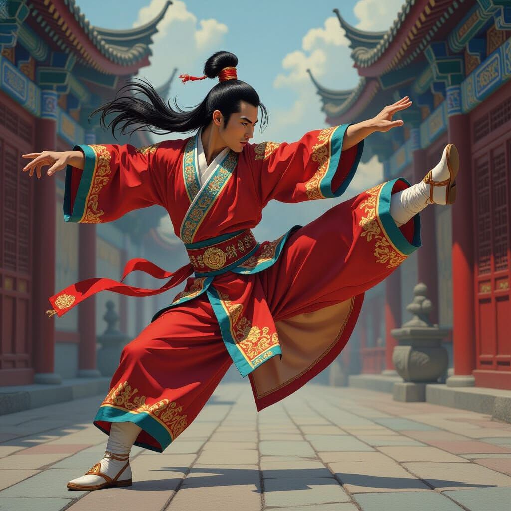 Rainbow Kung Fu Dancer's Flying Kick