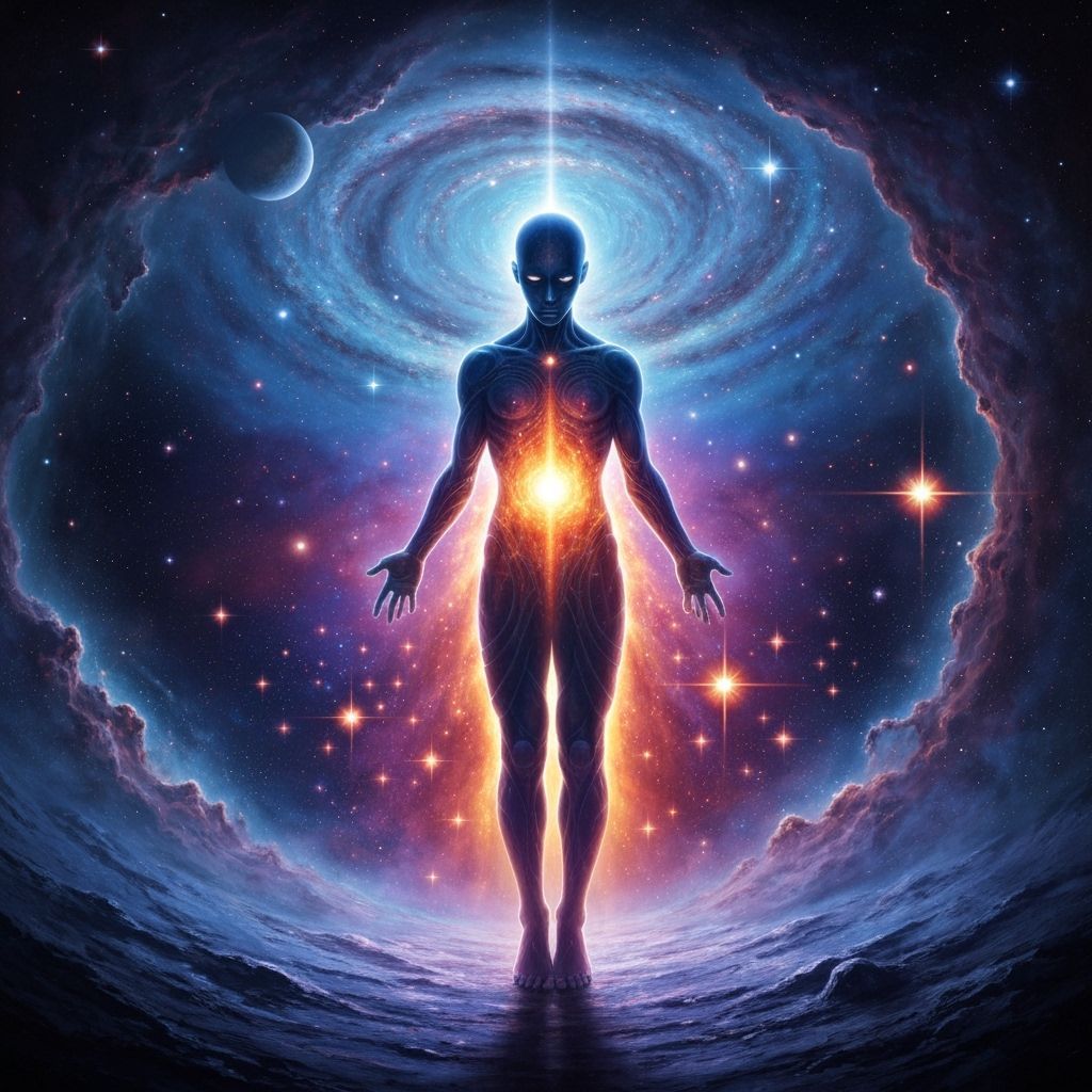 Cosmic Entity Forges Stars in Ethereal Fantasy Art