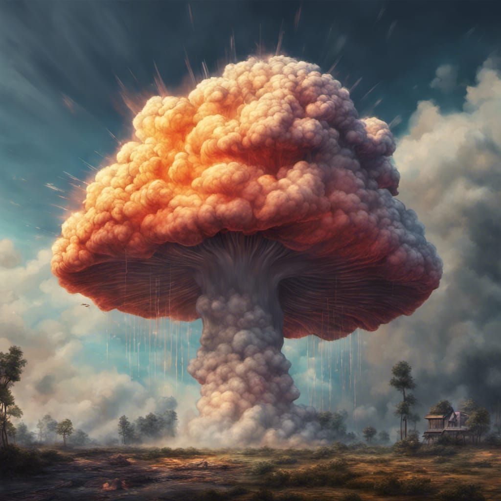 Hyperrealistic Mushroom Cloud in Splash Art Style