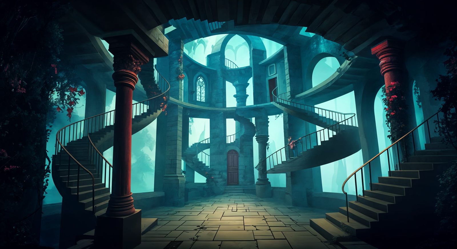 Surreal Fantasy Landscapes with Labyrinthine Architecture