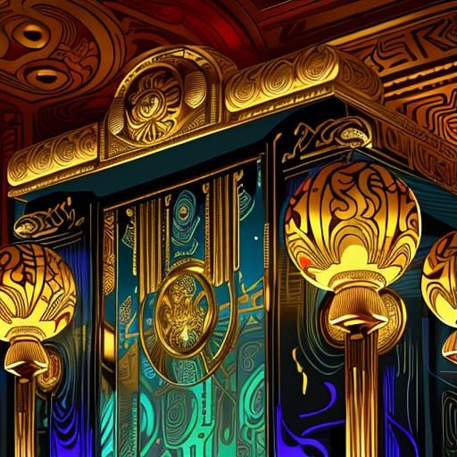 Art Deco Mushrooms in a Speakeasy