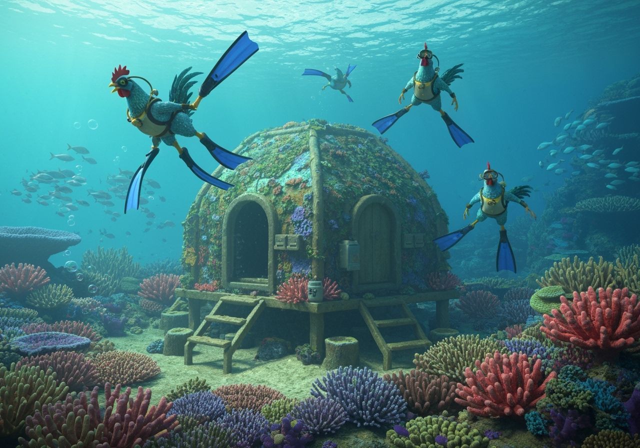 Underwater Chicken Coop in a Whimsical Style