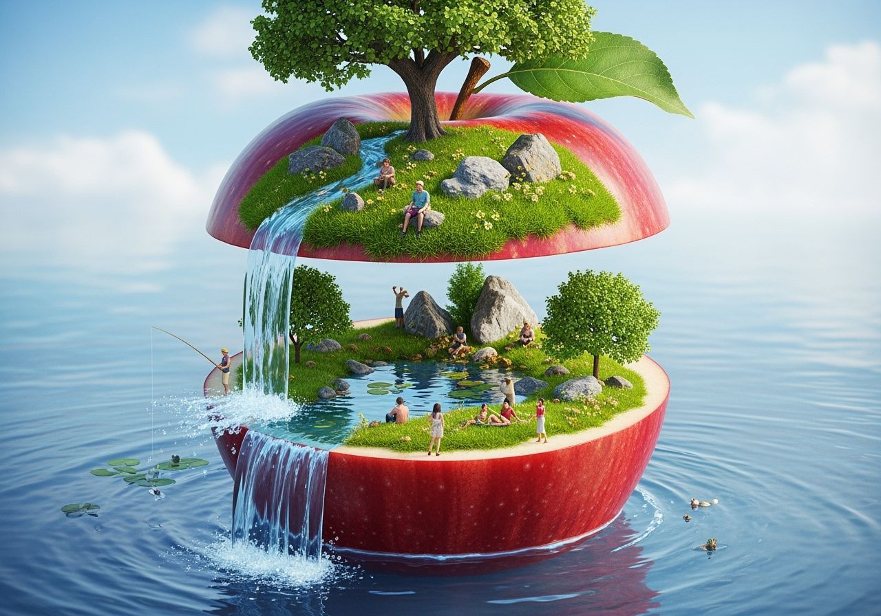 Magical Apple World: Miniature Landscape Inside Fruit