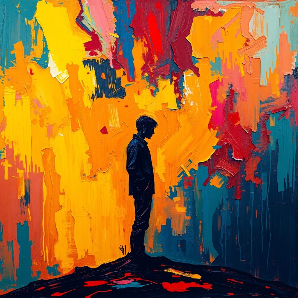 Vibrant Emotional Abstract Expressionist Figure in Neo-Impre...