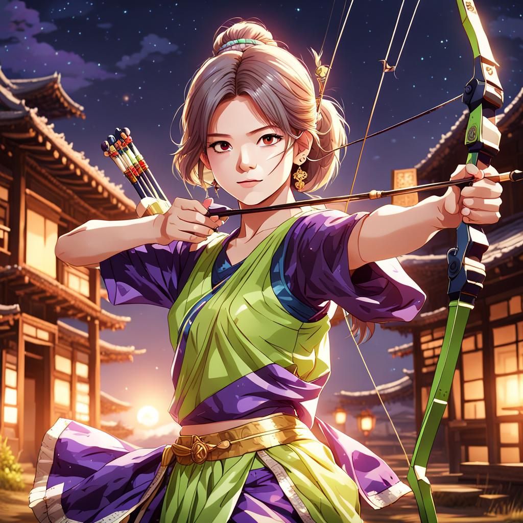 Kpop Star as Archer Queen in Anime Style