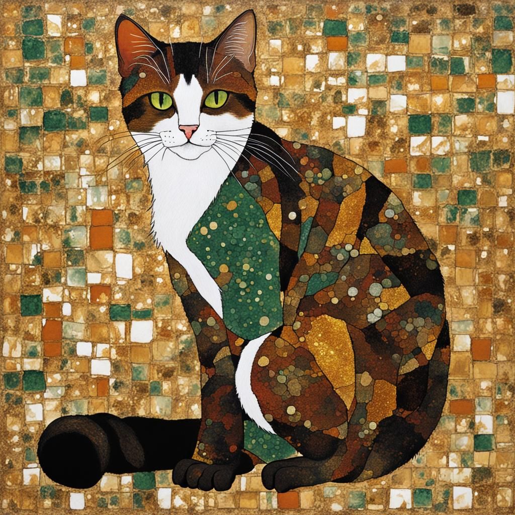 Cat Art in Style of Egon Schiele