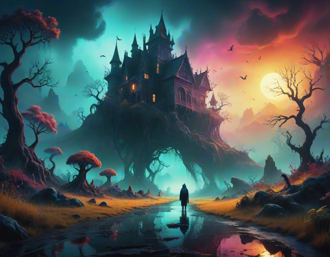 Surreal World with Strange Creatures in Digital Painting