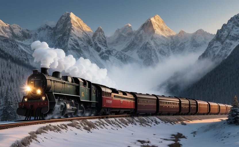 Train climbing the mountain pass.