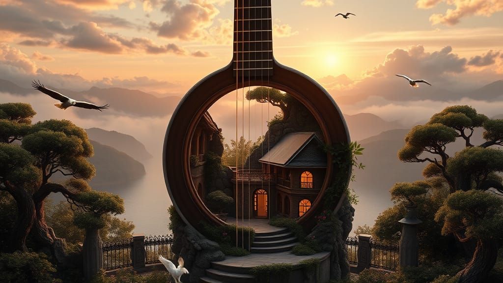 Surreal Lakeside Manor in Regency Style with Music-Inspired ...