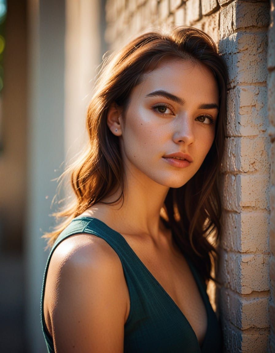 Portrait of a Young Woman in Vibrant Digital Art