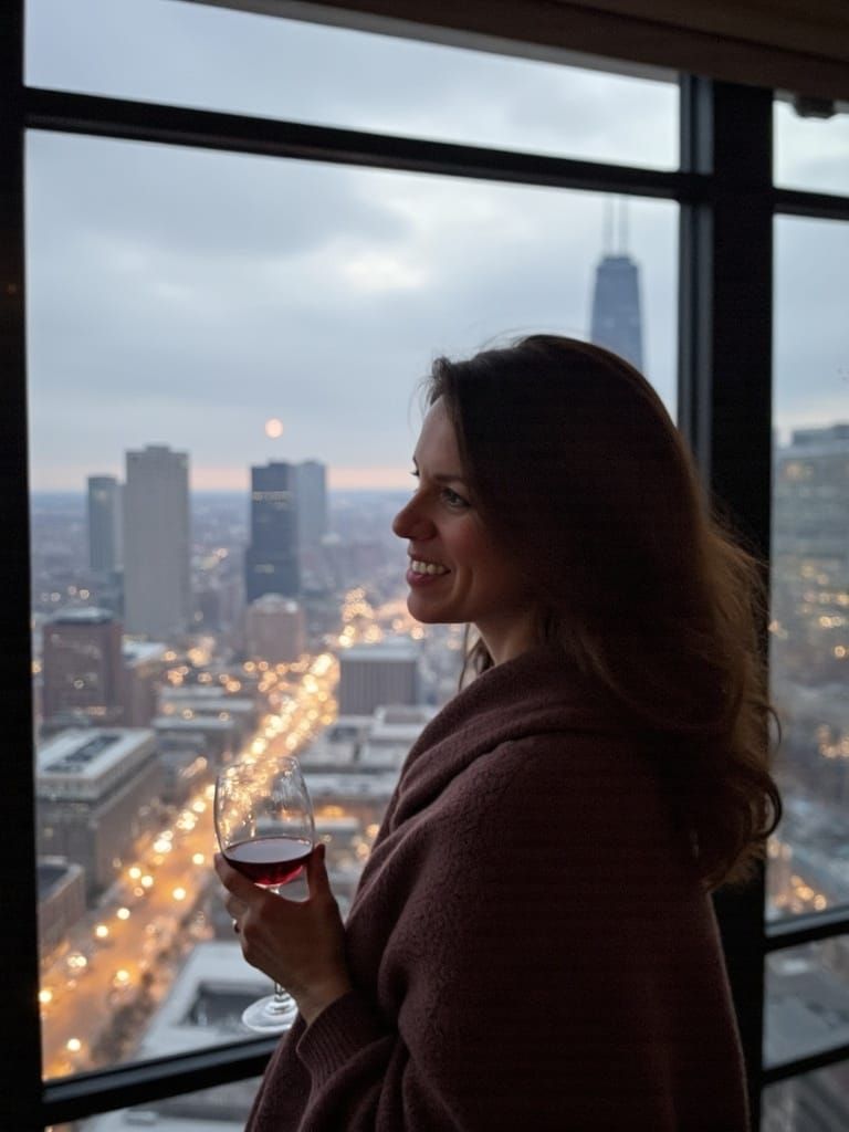 Enigmatic Sci-Fi Woman in Cyberpunk Dreamscape