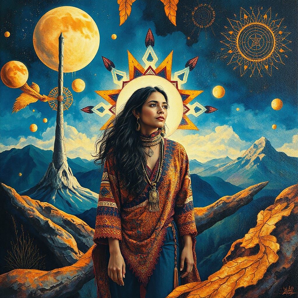 Ethereal Dreamscape: Woman in Conceptual Cubism Style