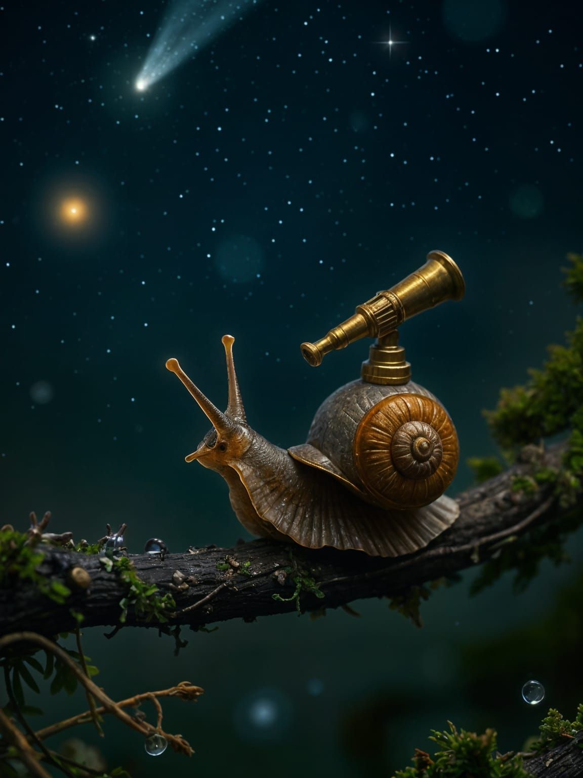 Snail Astronomer Observes Night Sky