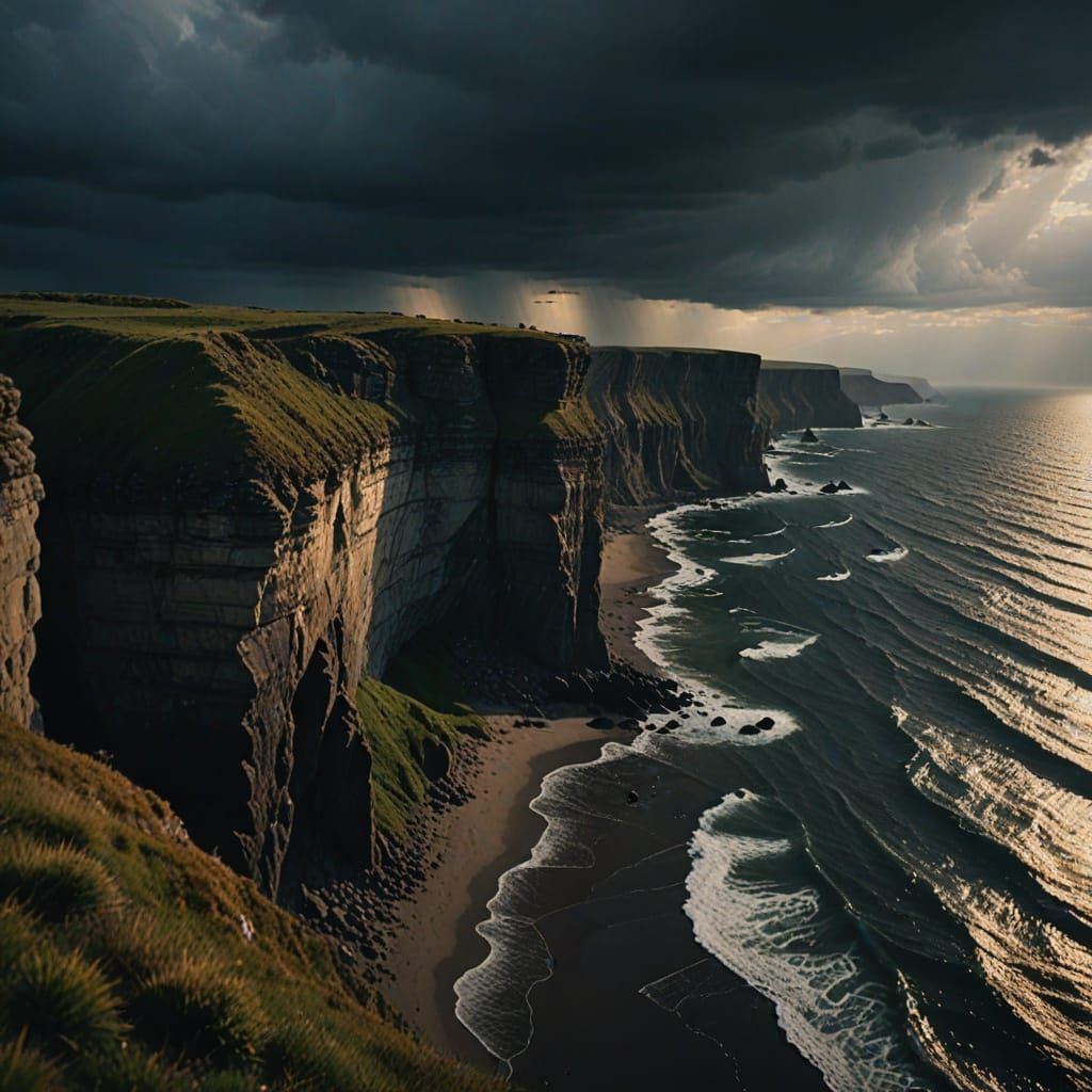 Dramatic Cliff Scene in Harsh Afternoon Light