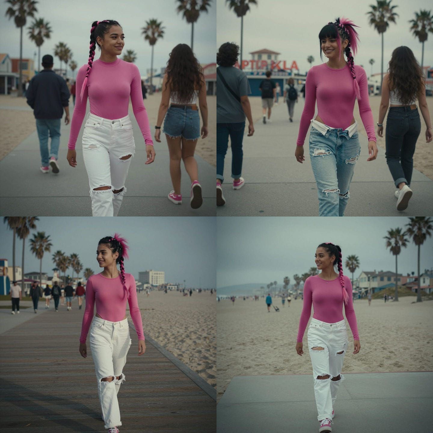 Punk Girl on Boardwalk, Venice Beach Cinematic Film Still