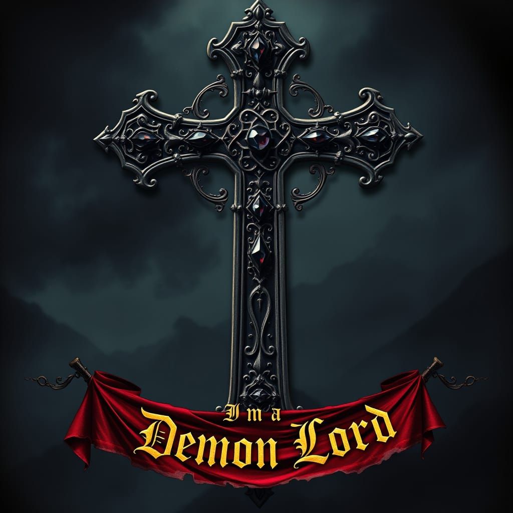 Gothic Demon Lord Icon in Dark, Ominous Landscape