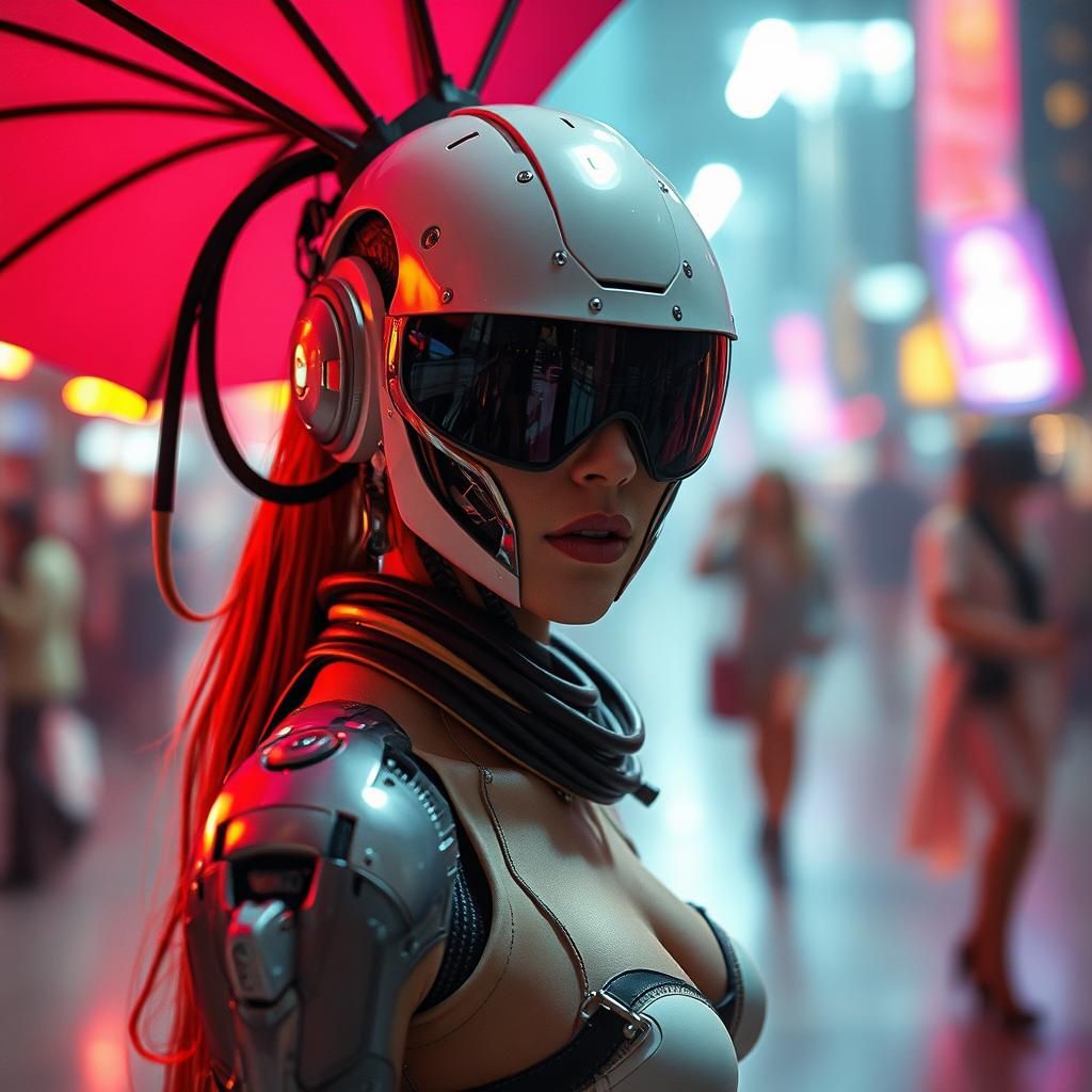 Cyborg Supermodel in Sci-Fi Fashion Parade