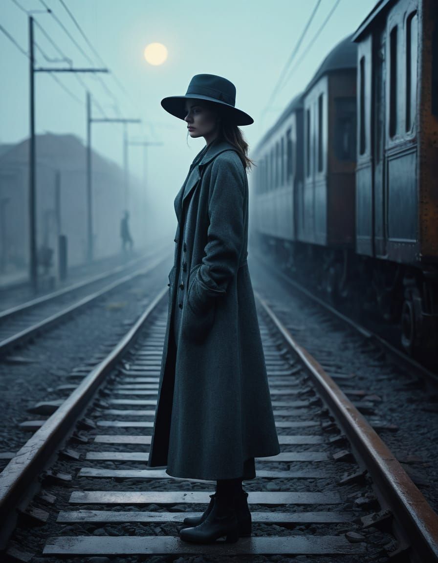 Ethereal Train Platform Scene in Surrealist Hyperrealist Sty...